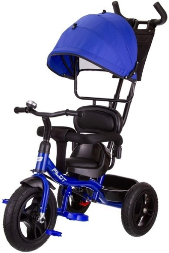 Велосипед трехколесный Pilot PTA1, с ручкой управления (92-98 см), синий