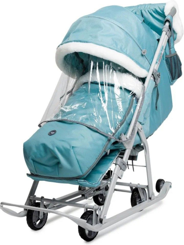 Санки-коляска "Ника детям 7-5К" мятный с шишкой (арт. НД7-5К/МТ), голубой