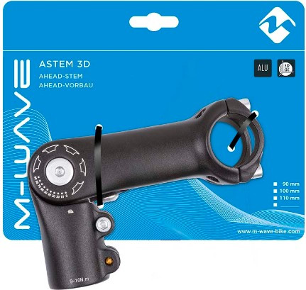 Вынос велосипедный M-Wave, внешний, регулируемый, 90 мм, руль 31.8 мм, алюминий, черный, 5-400319