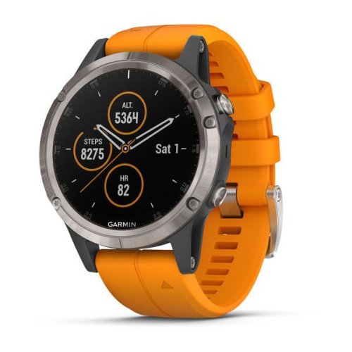 Часы GARMIN Fenix 5 Plus Sapphire (Titanium/Orange Band)