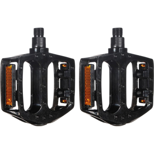 Педали Horst, алюминиевые, литые, широкие, с отражателями, 90х90х23мм, резьба 1/2", черные, 00-170339, черный