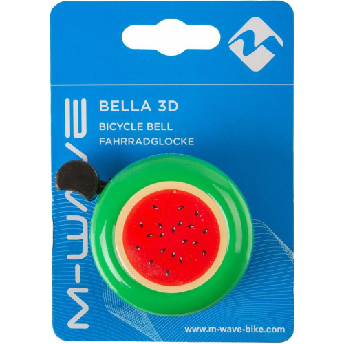 Звонок M-Wave Bella 3D "Watermelon" с узором "арбуз",  сталь/пластик, D=55мм, зеленый (на блистере), 5-420138