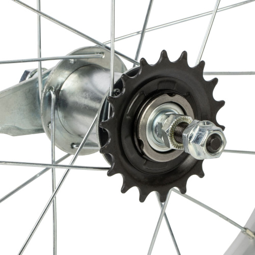 Колесо 14" заднее(без резины), одинарный алюм.обод 16 отв, втулка сталь DACHAN, гайка