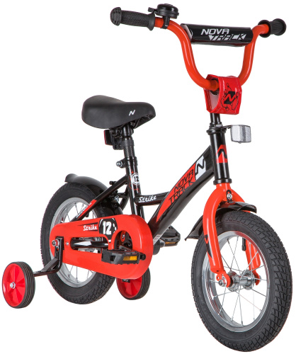 Велосипед NOVATRACK STRIKE 12" (2020) (92-98 см), черный-красный